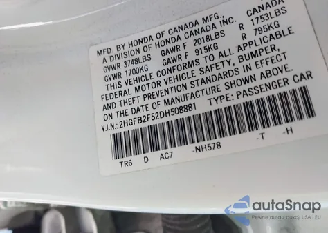 2013 Honda Civic Lx from USA, damaged, VIN 2HGFB2F52DH508881